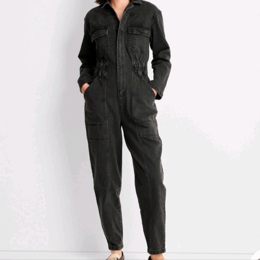Universal Thread Black Denim Long Sleeve Jumpsuit